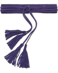Maje Tassel-trimmed Braided Suede Belt Navy - Blue