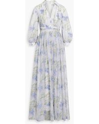 Badgley Mischka - Embellished Floral-print Tulle Maxi Dress - Lyst