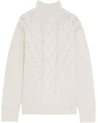 Vince Cable-knit Wool-blend Turtleneck Sweater - White