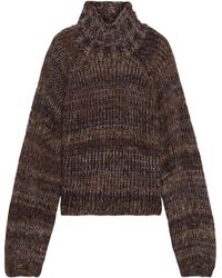 The Range Fog Marled Brushed Open-knit Jumper - Brown