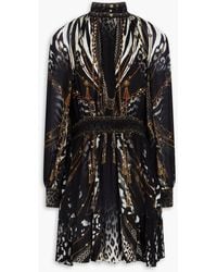 CAMILLA - Crystal-Embellished Printed Silk Crepe De Chine Mini Dress - Lyst