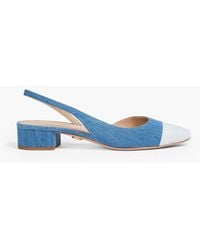 Veronica Beard - Cecile Leather-Trimmed Denim Slingback Flats - Lyst