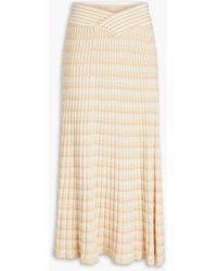 Anna Quan - Striped Ribbed Cotton-blend Midi Skirt - Lyst