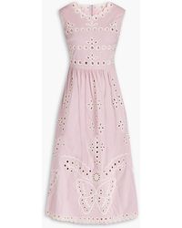 RED Valentino - Broderie Anglaise Cotton-blend Midi Dress - Lyst