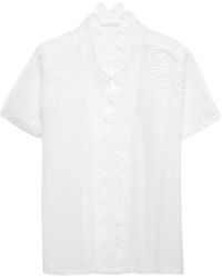 Maje Guipure Lace-trimmed Crepe Top White