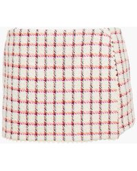 RED Valentino - Wrap-effect Metallic Checked Cotton-blend Tweed Shorts - Lyst