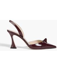 Alexandre Birman - Clarita Bell 85 Bow-Detailed Crinkled Patent-Leather Slingback Pumps - Lyst