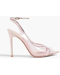 Gianvito Rossi - Crystal-embellished Suede And Pvc Sandals - Lyst