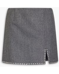 Sandro - Crystal-embellished Wool-twill Mini Skirt - Lyst