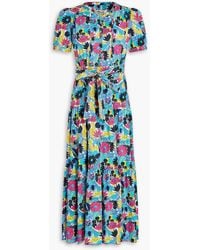Diane von Furstenberg - Frankie Tiered Floral-print Stretch-cotton Poplin Midi Dress - Lyst