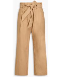 Veronica Beard - Lang Belted Pleated Cotton-blend Twill Wide-leg Pants - Lyst