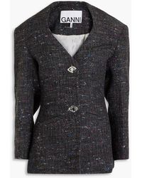 Ganni - Donegal Wool-blend Bouclé-tweed Jacket - Lyst