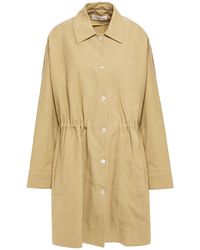 Mansur Gavriel Sur Gavriel Oversized Gathered Linen And Cotton-blend Canvas Coat Sage Green
