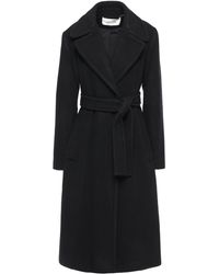 Diane von Furstenberg Belted Wool-blend Felt Coat Black