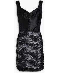 Dolce & Gabbana - Satin And Crepe-paneled Cotton-blend Stretch-lace Mini Dress - Lyst
