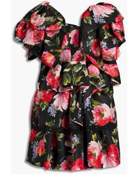 Dolce & Gabbana - Ruffled Floral-print Silk-blend Satin Mini Dress - Lyst