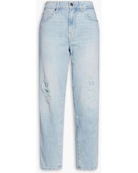 7 For All Mankind - The Modern Distressed High-rise Straight-leg Jeans - Lyst