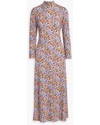 RIXO London - Elise Floral-print Jersey Turtleneck Midi Dress - Lyst