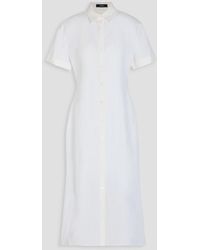 Theory Midi Linen-Blend Shirt Dress in Black | Lyst