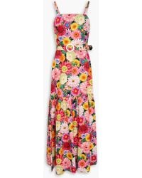 Borgo De Nor - Cordie Belted Floral-Print Cotton-Sateen Maxi Dress - Lyst