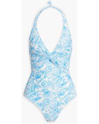 Melissa Odabash - Zanzibar Twisted Printed Halterneck Swimsuit - Lyst