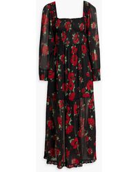 RIXO London - Yas Shir Floral-print Chiffon Midi Dress - Lyst