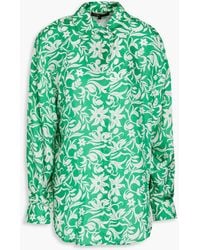 Maje - Hemd aus glänzendem twill aus einer cupromischung mit floralem print - Lyst