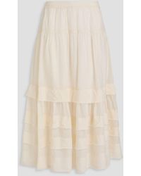 Ulla Johnson - Diana Tiered Cotton And Silk-blend Midi Skirt - Lyst