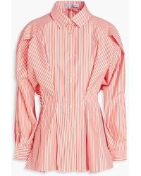 Palmer//Harding Striped Cotton-poplin Peplum Shirt - Multicolour