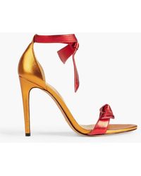 Alexandre Birman - Clarita 75 Bow-embellished Metallic Leather Sandals - Lyst