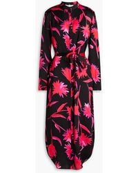 Saloni - Molly Floral-print Silk-satin Midi Dress - Lyst