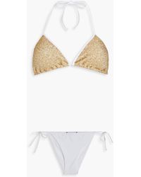 Gentry Portofino - Sequined Knitted Triangle Bikini - Lyst