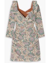 Veronica Beard - Lozano Ruched Printed Silk-blend Crepe Mini Dress - Lyst