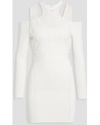 Hervé Léger - Cold-shoulder Layered Stretch-knit Mini Dress - Lyst