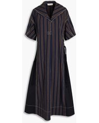 Tory Burch - Striped Stretch-cotton Twill Midi Dress - Lyst