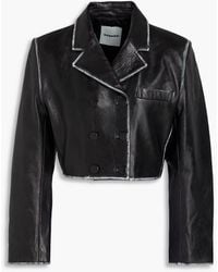 Sandro - Cropped Leather Blazer - Lyst