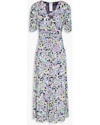 Diane von Furstenberg - Koren Reversible Ruched Floral-print Stretch-mesh Midi Dress - Lyst