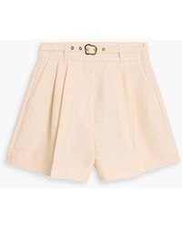 Zimmermann - Belted Wool And Silk-Blend Shorts - Lyst