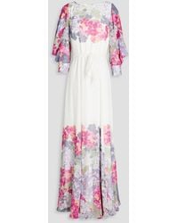 Mikael Aghal - Maxikleid aus chiffon mit floralem print - Lyst