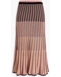 Zimmermann - Ribbed Pointelle-knit Cotton-blend Midi Skirt - Lyst