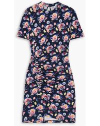 Rabanne - Asymmetric Ruched Floral-print Stretch-jersey Mini Dress - Lyst