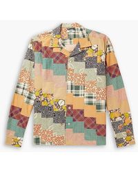Bode - Diagonal Square Convertible-Collar Patchwork Cotton-Poplin Shirt - Lyst