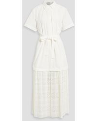 Jonathan Simkhai - Jenner Poplin And Lace Maxi Shirt Dress - Lyst