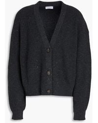 Brunello Cucinelli - Sequin-embellished Metallic Ribbed-knit Cardigan - Lyst