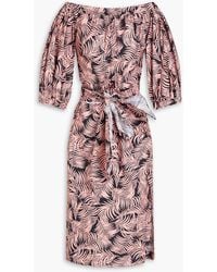 Carolina Herrera - Off-the-shoulder Printed Stretch-cotton Poplin Midi Dress - Lyst