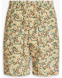 Nanushka - Shorts aus crêpe in knitteroptik mit floralem print und tunnelzug - Lyst
