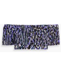 PUCCI - Cropped Off-the-shoulder Printed Fringed Jersey Top - Lyst