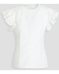 Philosophy Di Lorenzo Serafini - Ruffled Broderie Anglaise Cotton-blend Top - Lyst
