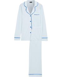 Cosabella Bella Satin-trimmed Pima Cotton And Modal-blend Pyjama Set - Blue