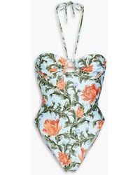 Agua Bendita - Peony Floral-print Underwired Halterneck Swimsuit - Lyst